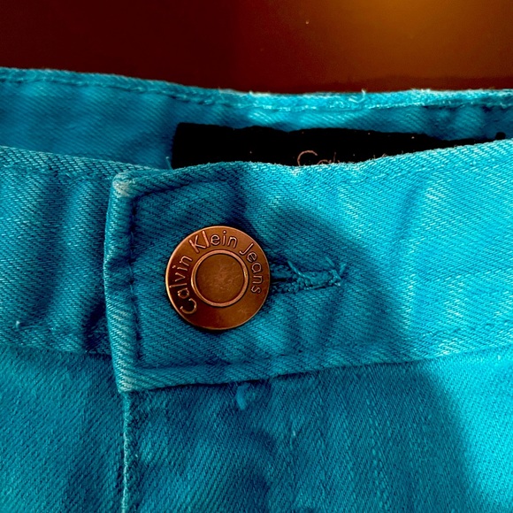 Calvin Klein turquoise denim shorts Women’s size 14 - Picture 6 of 7